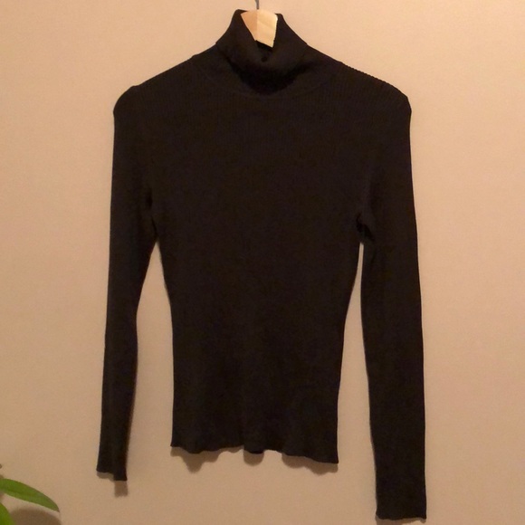 SOLD - 100% Silk Ribbed Turtleneck - Picture 2 of 6